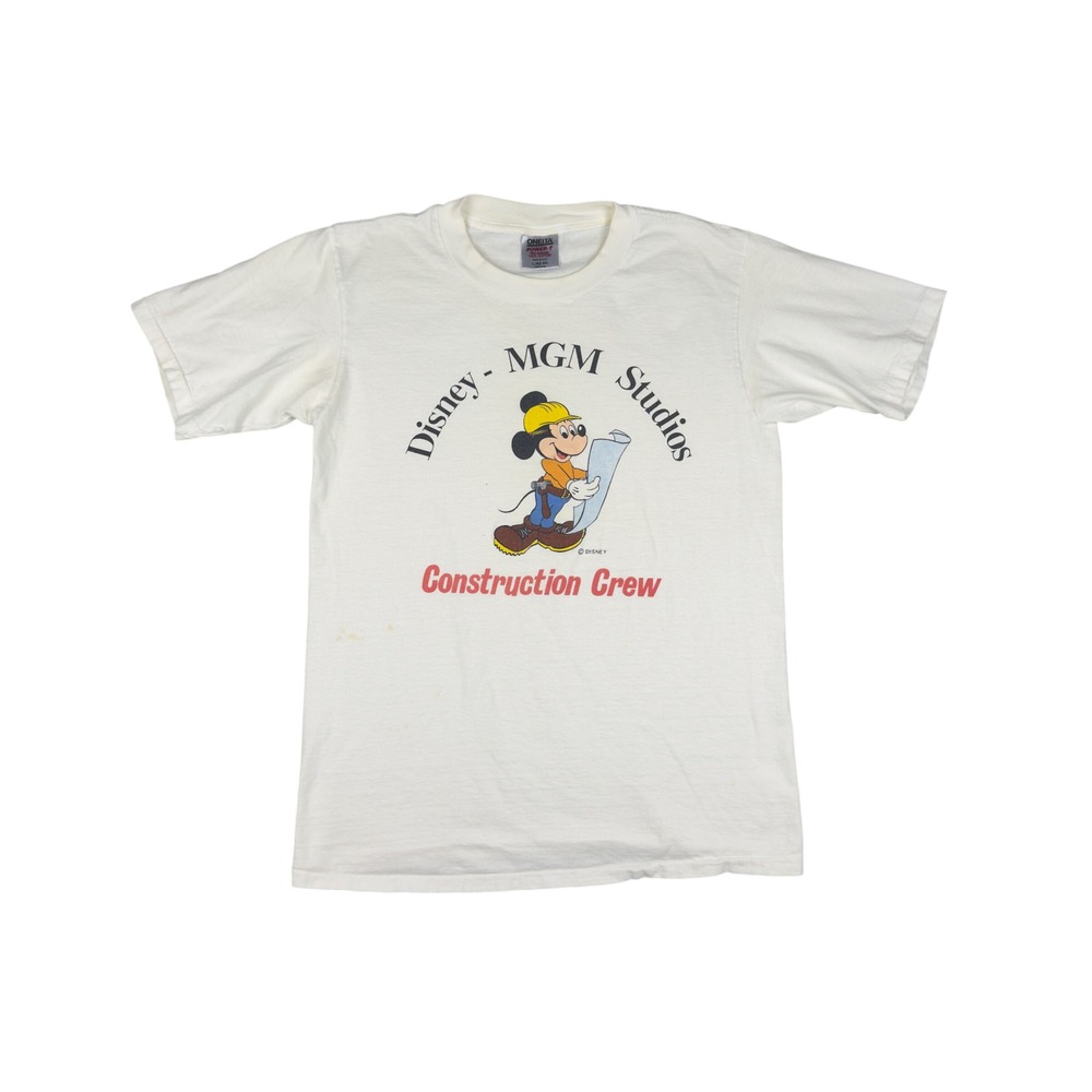 Vtg‎ 90s Disney MGM Studios Construction Crew Mickey Mouse T-Shirt Fits M Oneita